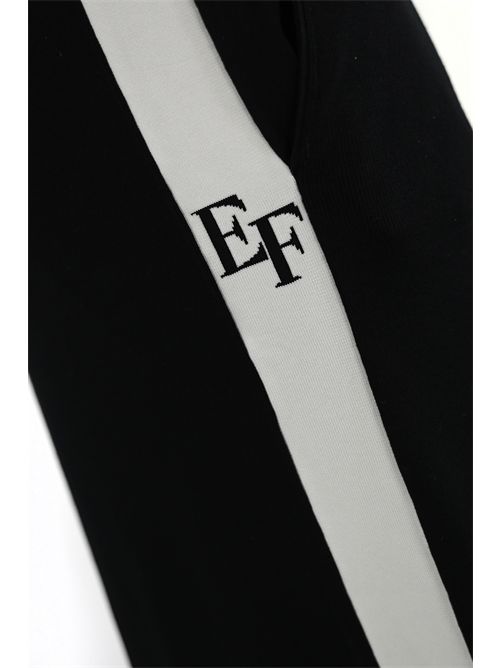 Pantaloni in viscosa con bande lucide Nero/Milk Elisabetta Franchi | KP69S56E2EF3